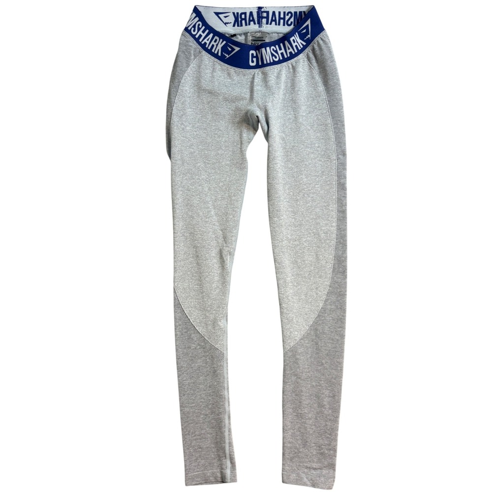 Gymshark Flex Low Rise Leggings Womens XS Gray Blue Logo Waistband Dry 28in